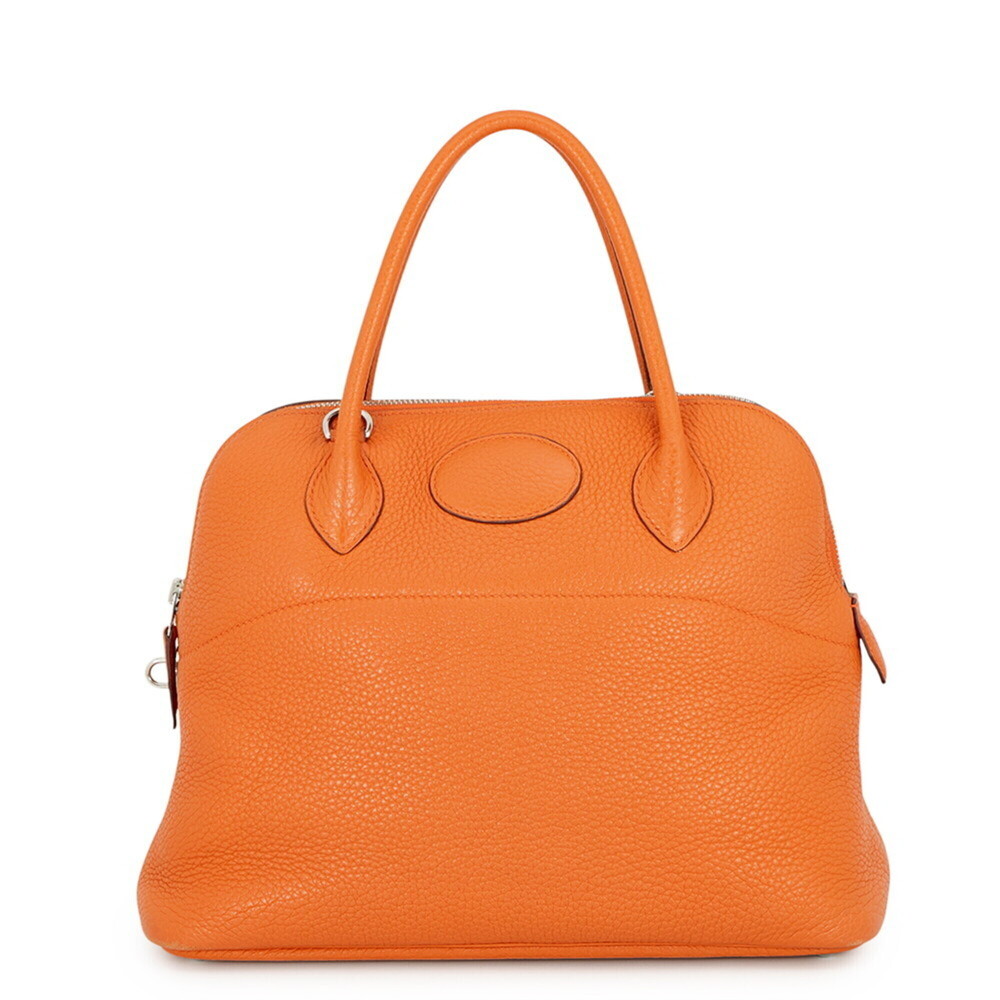 Hermes Bolide 31 Handbag, Orange, Taurillon Clemence Leather, □Q Stamp, 2-way...